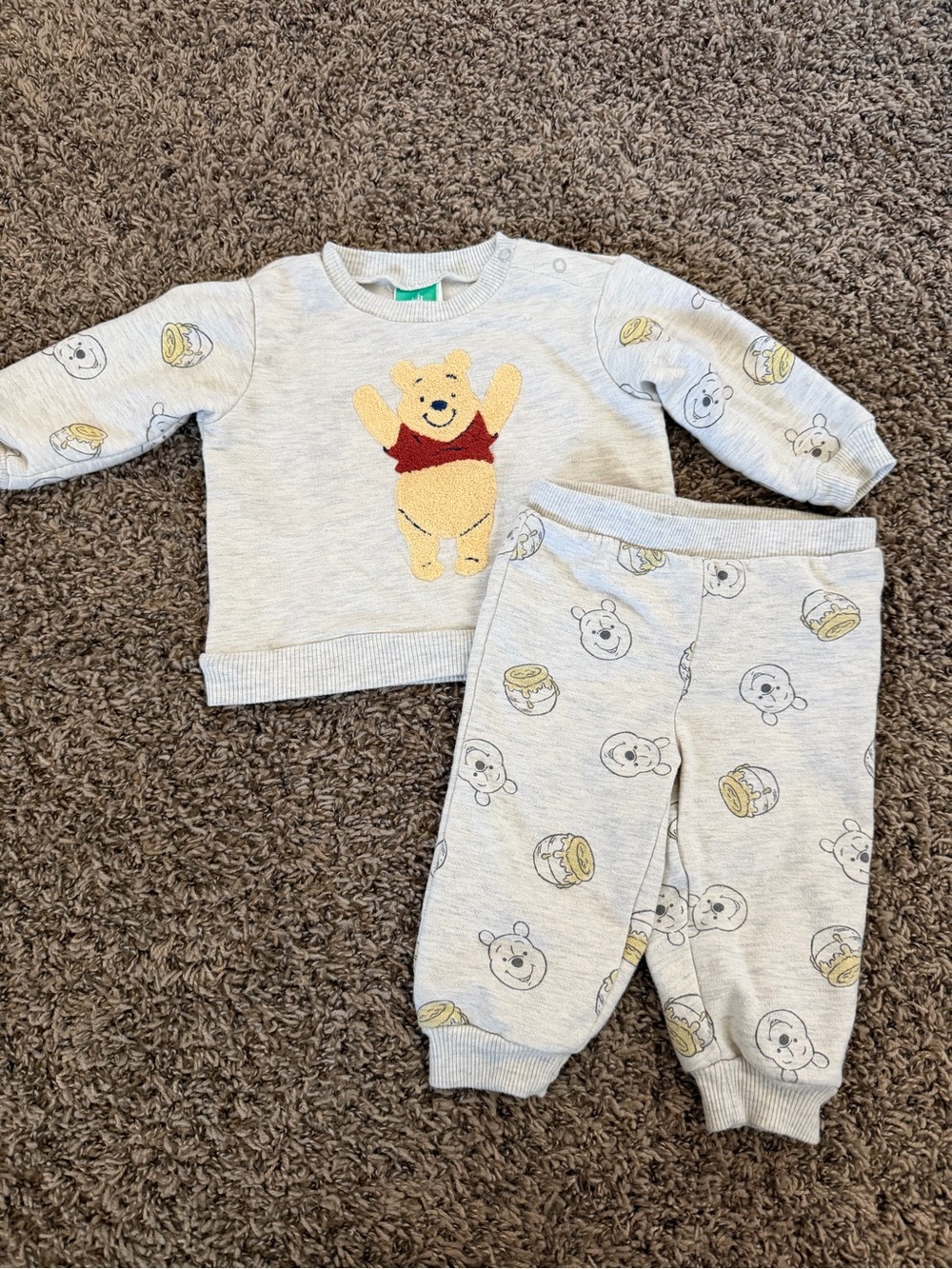 Disney Grey Winnie the Pooh Sweater & Jogger Set with Yellow and Red